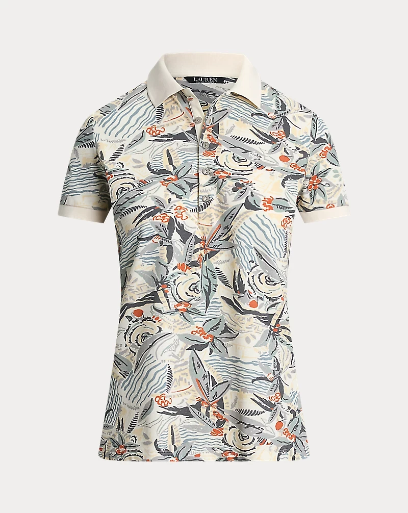 Print Stretch Piqué Polo Shirt