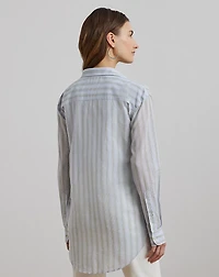 Oversize Striped Cotton Voile Shirt