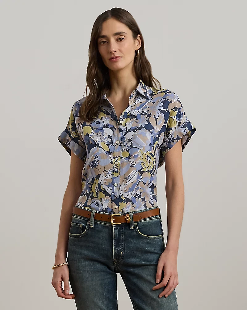 Relaxed Fit Floral Short-Sleeve Shirt
