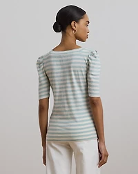Striped Cotton Jersey Puff-Sleeve Tee