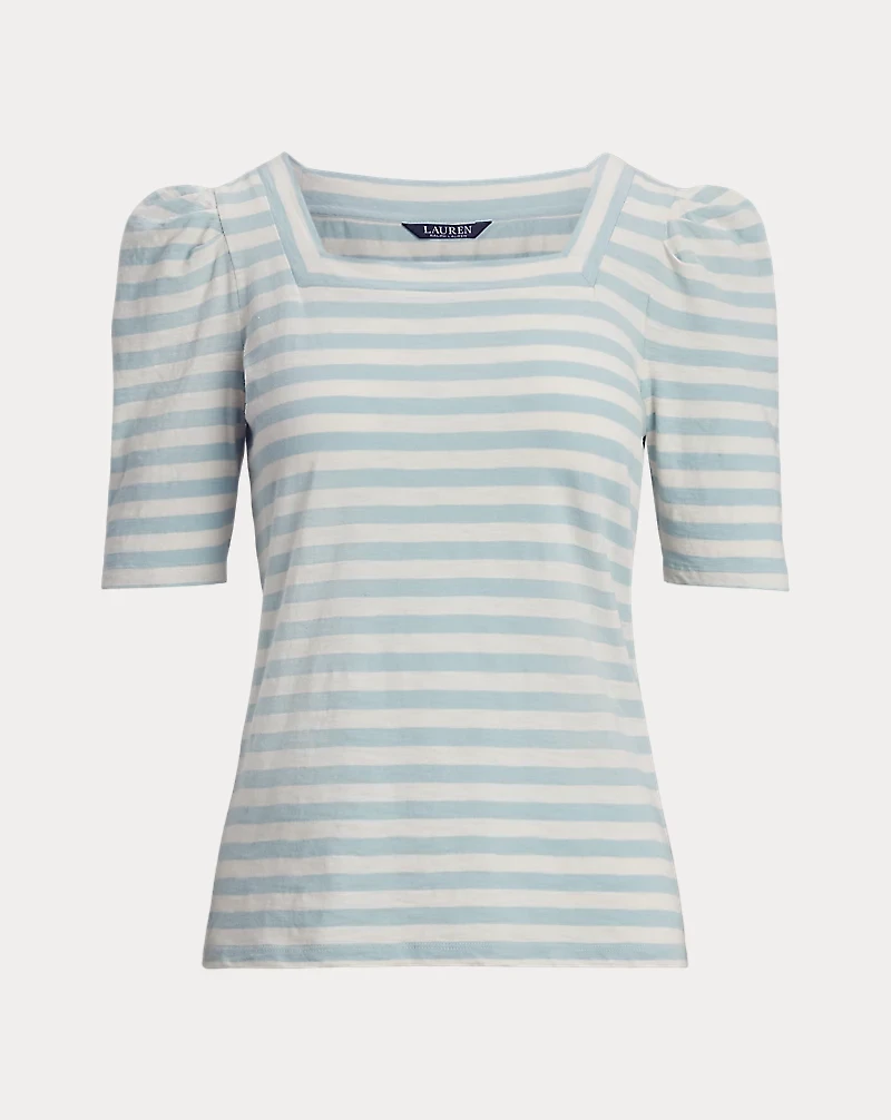 Striped Cotton Jersey Puff-Sleeve Tee