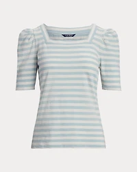 Striped Cotton Jersey Puff-Sleeve Tee