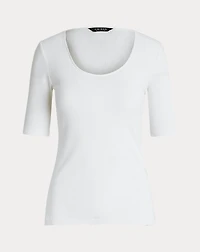 Rib-Knit Cotton-Blend Elbow-Sleeve Tee