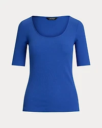 Rib-Knit Cotton-Blend Elbow-Sleeve Tee
