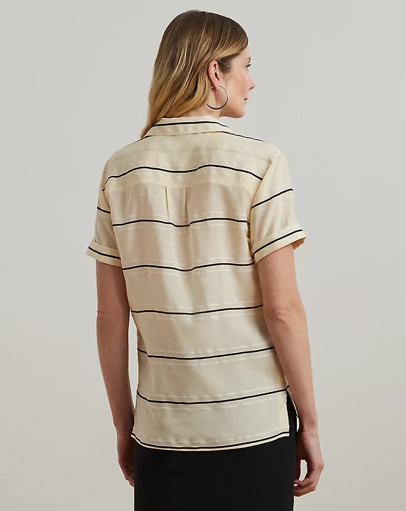 Striped Short-Sleeve Camp Shirt