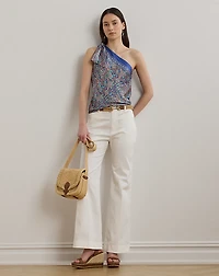 Paisley Twill One-Shoulder Blouse