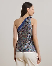 Paisley Twill One-Shoulder Blouse