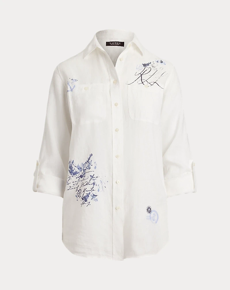 Relaxed Fit Print Roll-Tab Sleeve Shirt