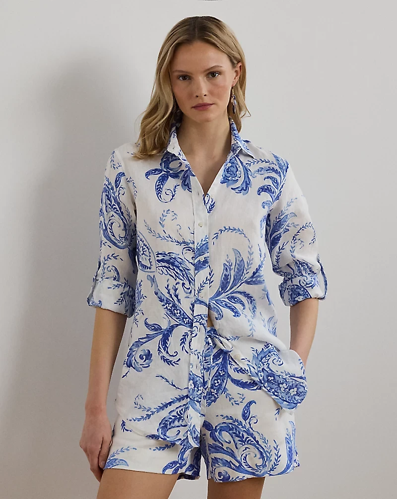 Relaxed Fit Paisley Linen Shirt