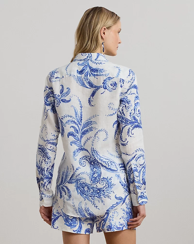 Relaxed Fit Paisley Linen Shirt