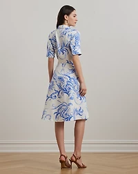 Paisley Tie-Front Linen Shirtdress