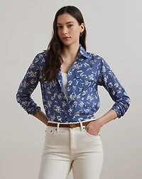 Classic Fit Floral Cotton Voile Shirt