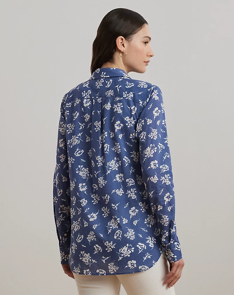 Classic Fit Floral Cotton Voile Shirt