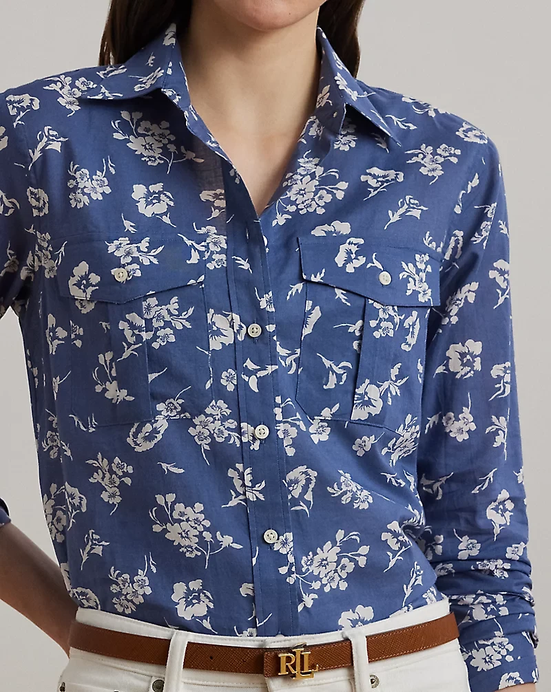 Classic Fit Floral Cotton Voile Shirt