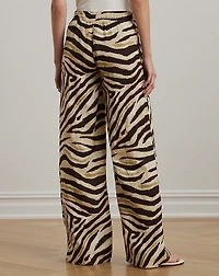 Zebra-Print Linen Wide-Leg Pant