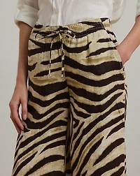 Zebra-Print Linen Wide-Leg Pant