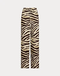 Zebra-Print Linen Wide-Leg Pant
