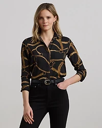 Classic Fit Belting-Print Crepe Shirt