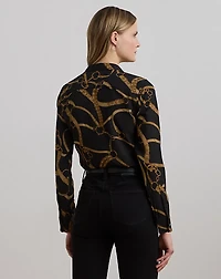 Classic Fit Belting-Print Crepe Shirt