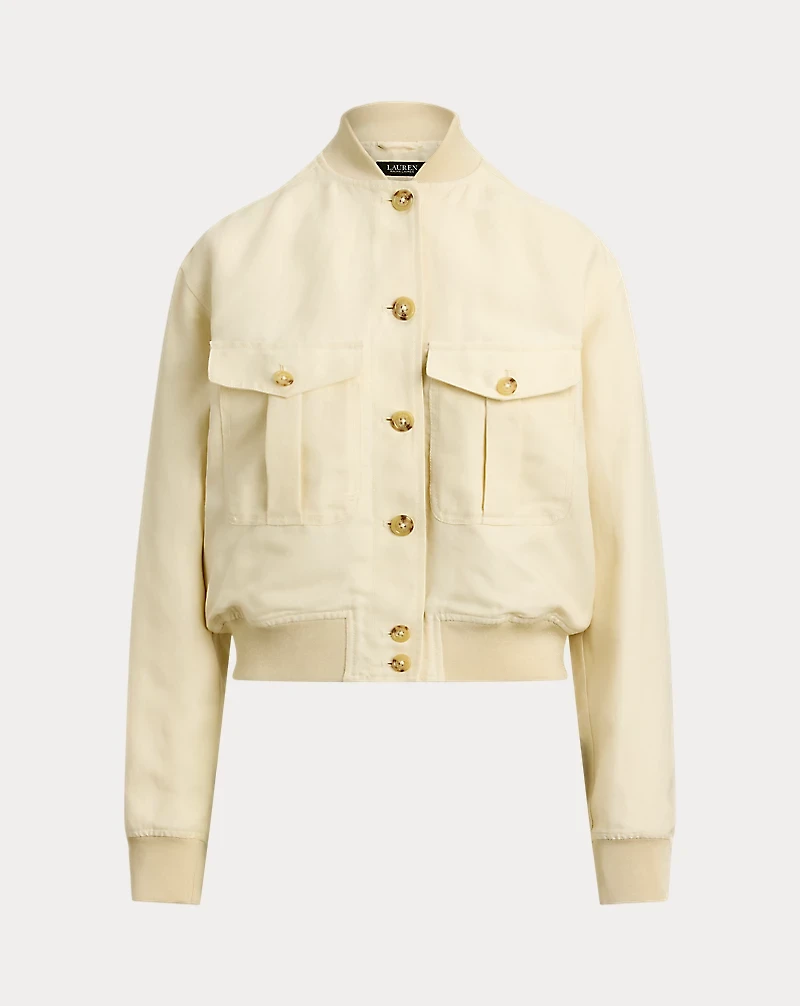 Linen-Blend Bomber Jacket