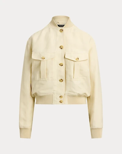 Linen-Blend Bomber Jacket
