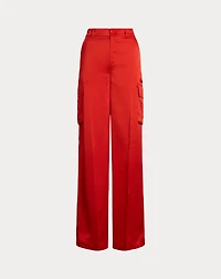 Satin Charmeuse Wide-Leg Cargo Pant