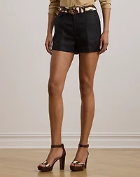 Pleated Linen-Blend Twill Short