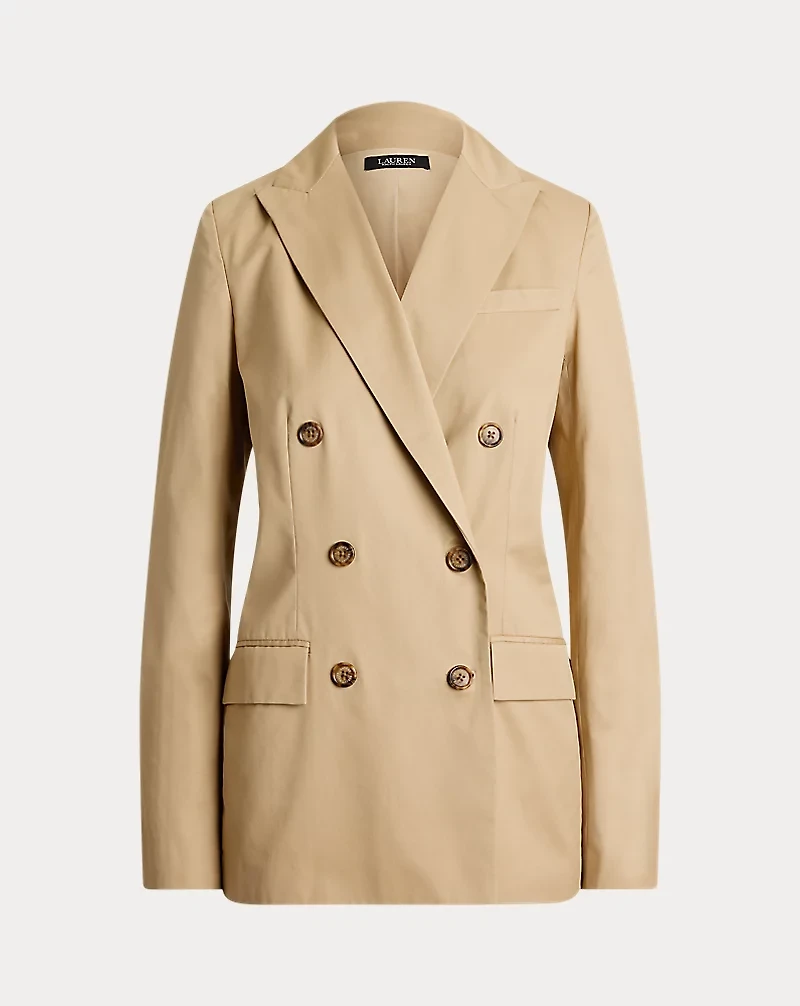 Double-Breasted Cotton Twill Blazer