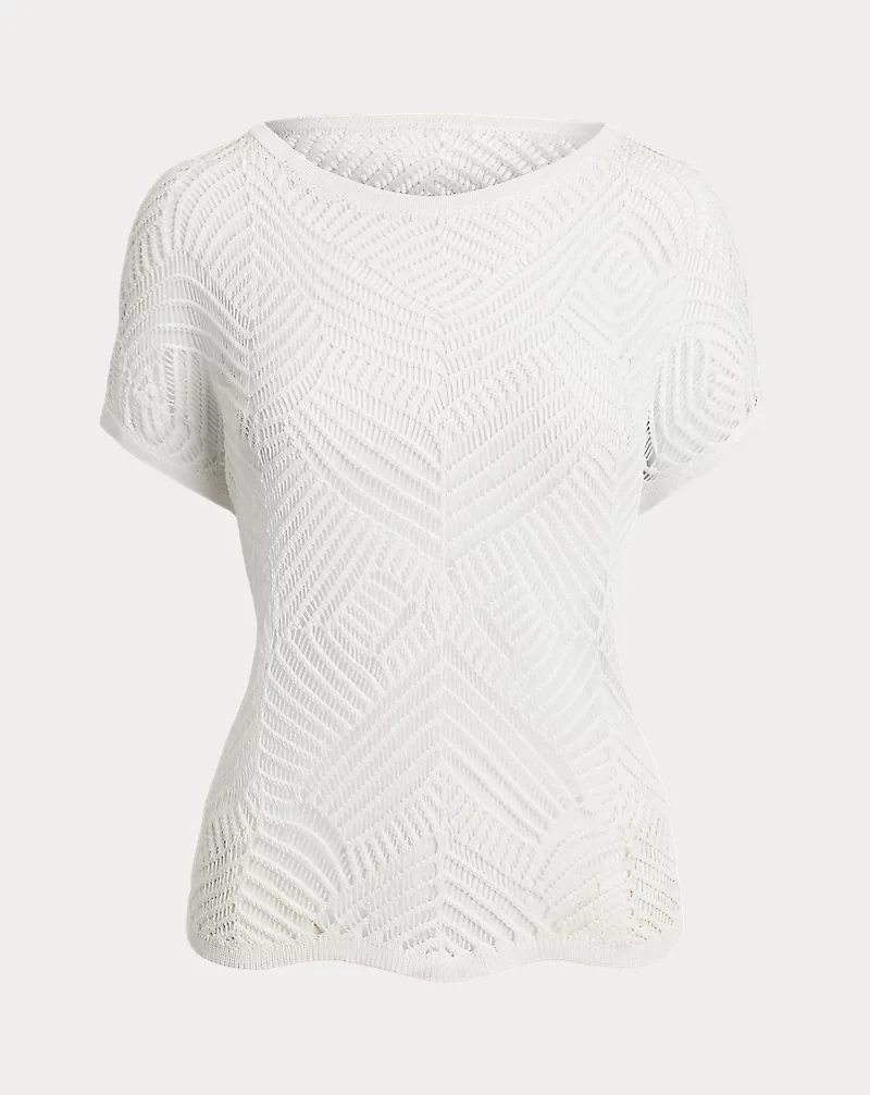 Geo-Motif Mesh Short-Sleeve Sweater