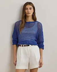 Pointelle-Knit Linen-Blend Sweater