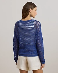 Pointelle-Knit Linen-Blend Sweater