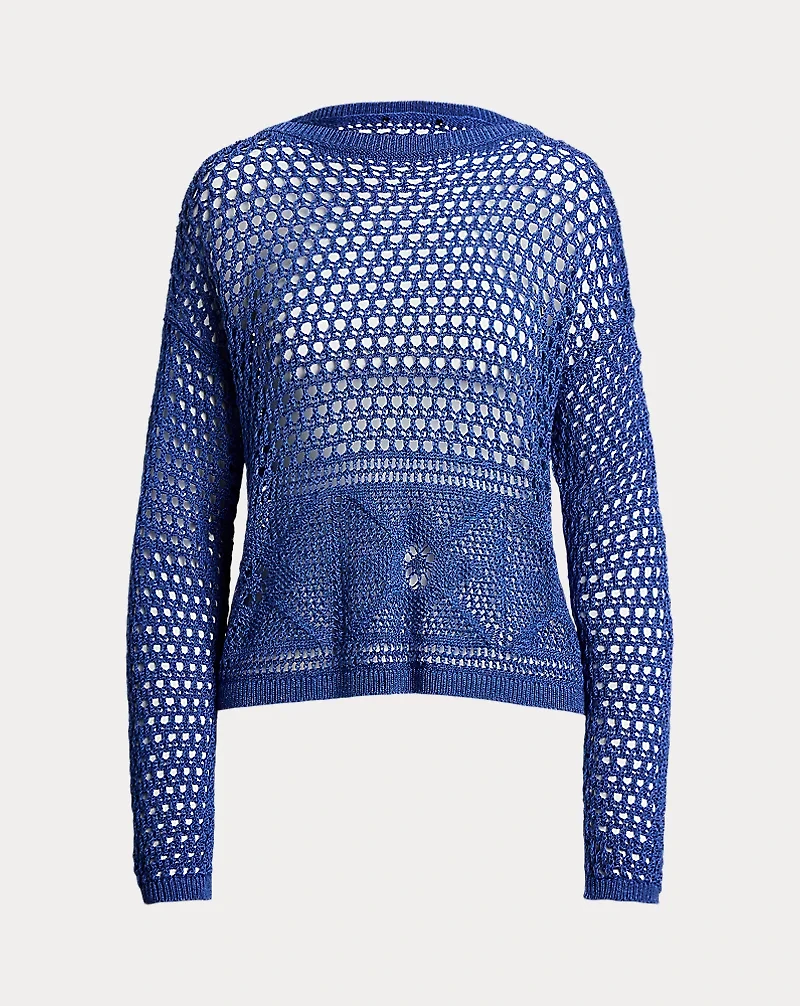 Pointelle-Knit Linen-Blend Sweater