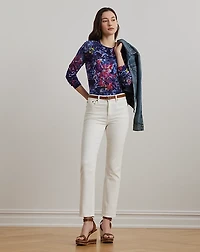 Print Cotton-Blend Sweater