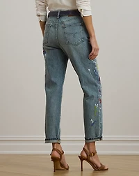 Print Boyfriend Tapered Ankle Jean