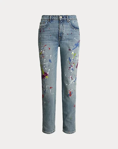 Print Boyfriend Tapered Ankle Jean