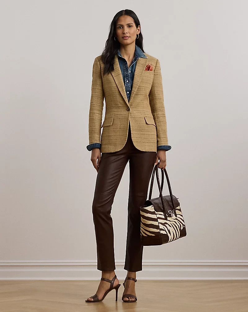 Herringbone Linen-Blend Tweed Blazer