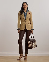 Herringbone Linen-Blend Tweed Blazer