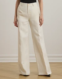 Linen-Blend Twill Wide-Leg Pant
