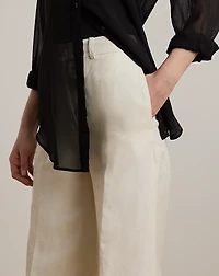 Linen-Blend Twill Wide-Leg Pant