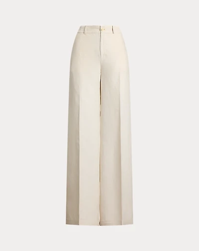 Linen-Blend Twill Wide-Leg Pant
