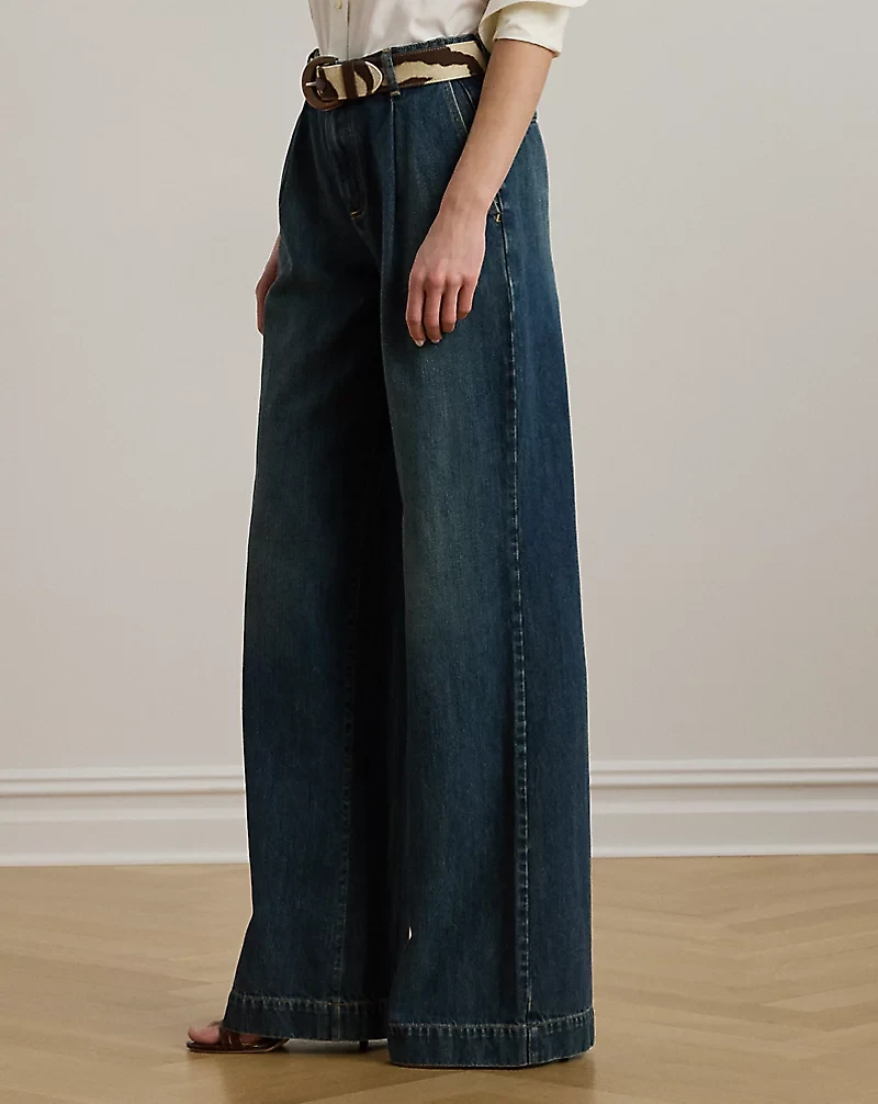 High-Rise Pleated Wide-Leg Jean