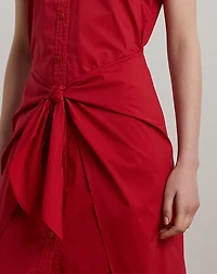 Tie-Front Cotton-Blend Shirtdress
