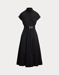 Buckle-Trim Cotton-Blend Shirtdress