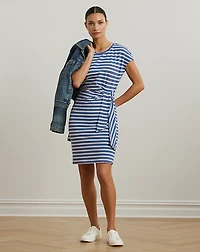 Striped Tie-Front Jersey Dress