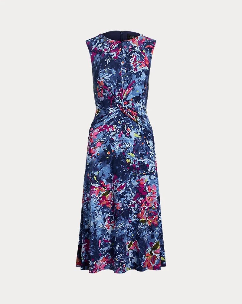 Print Twist-Front Jersey Dress