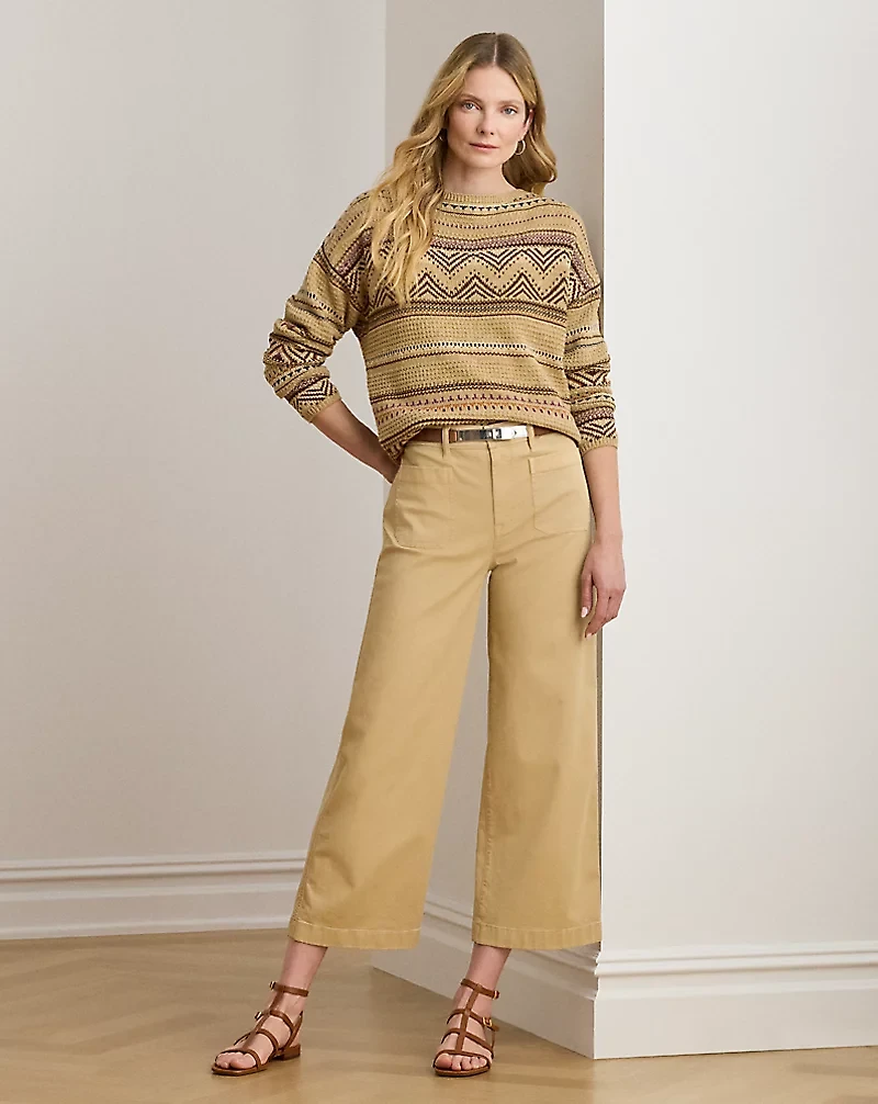 Stretch Chino Wide-Leg Cropped Pant