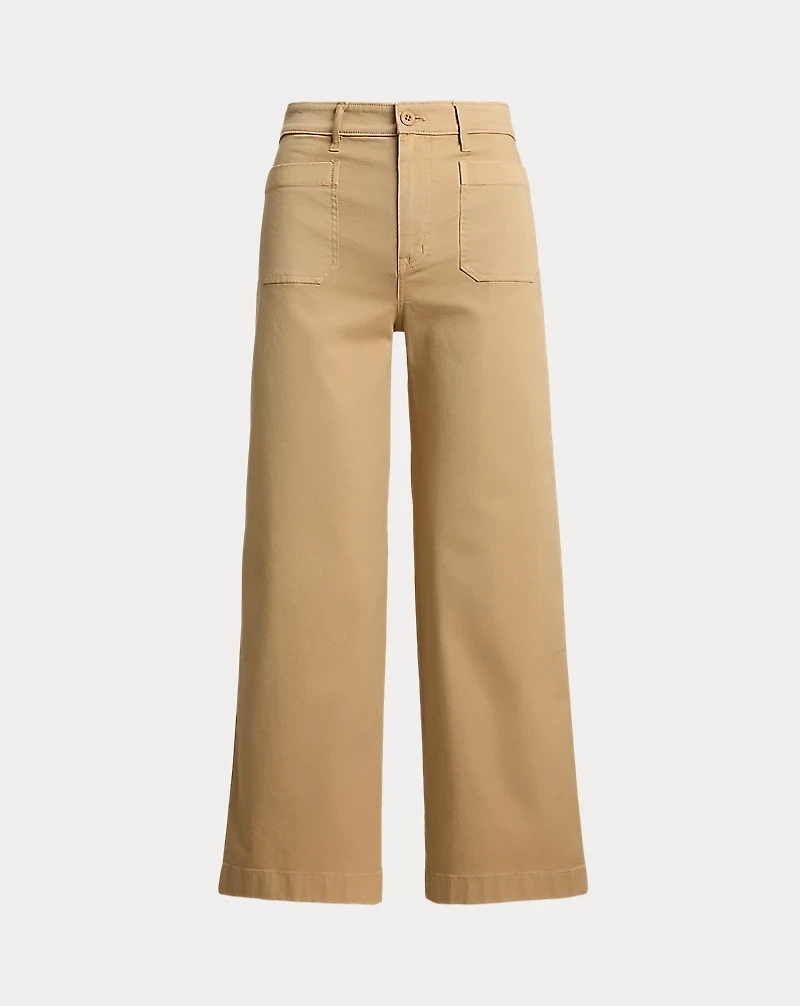 Stretch Chino Wide-Leg Cropped Pant