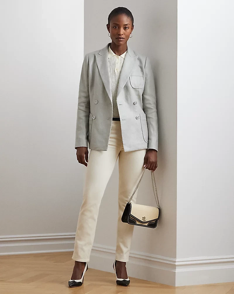 Foiled Linen-Cotton Blazer