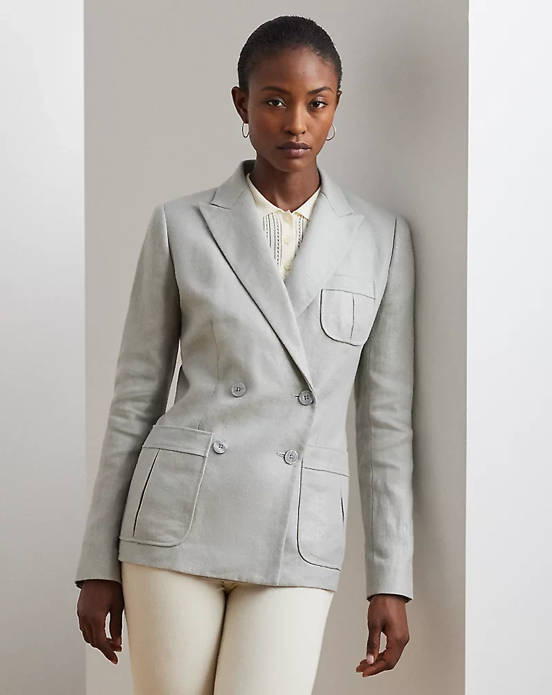 Foiled Linen-Cotton Blazer
