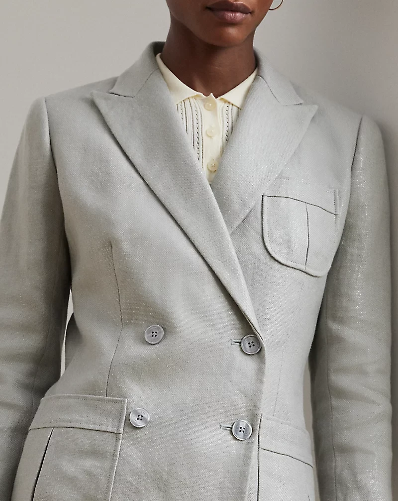 Foiled Linen-Cotton Blazer
